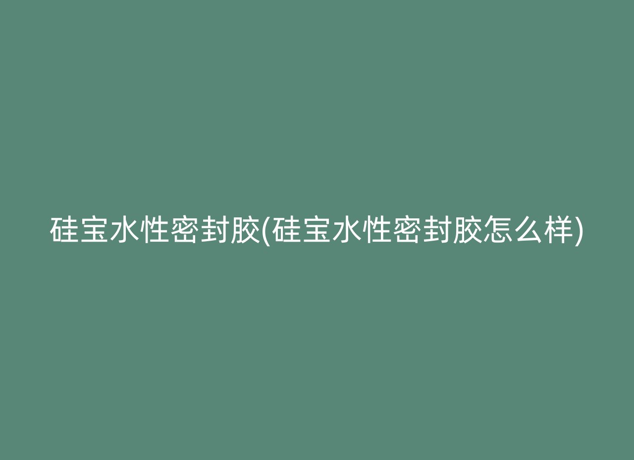 硅宝水性密封胶(硅宝水性密封胶怎么样)