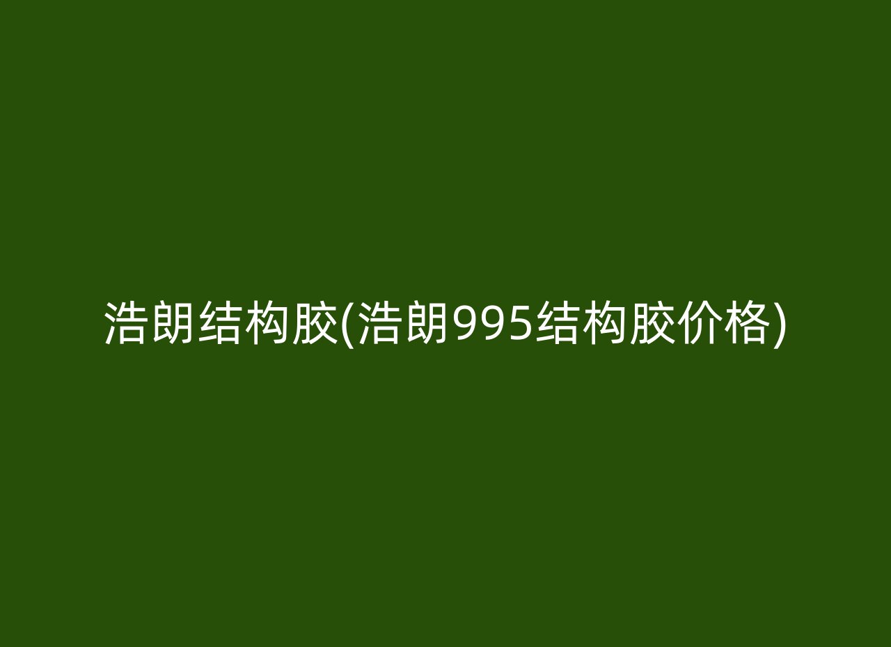 浩朗结构胶(浩朗995结构胶价格)