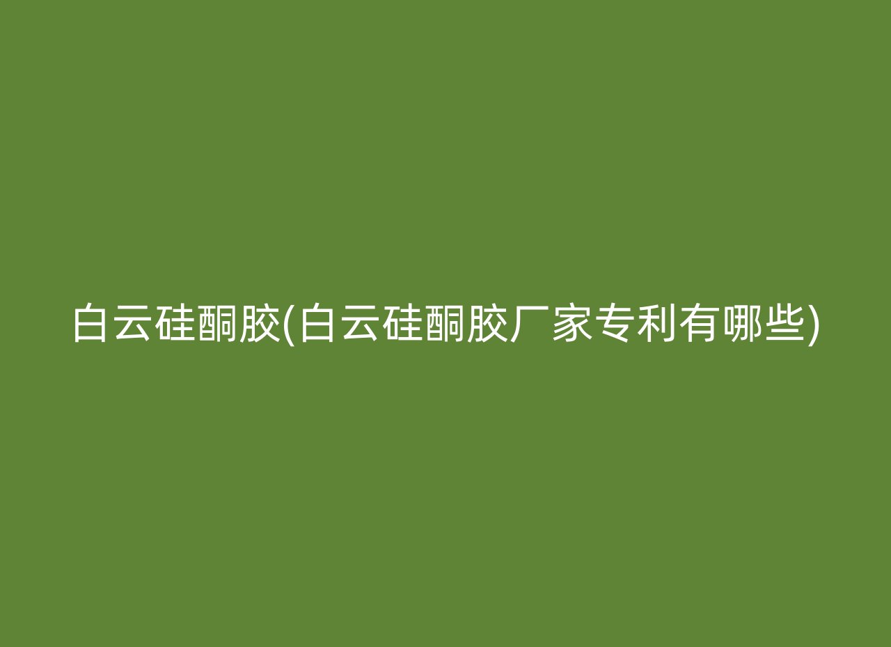 白云硅酮胶(白云硅酮胶厂家专利有哪些)