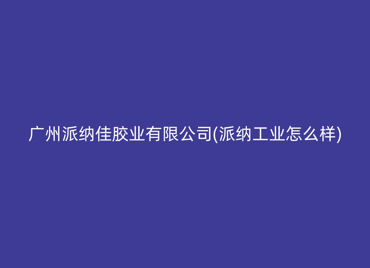 广州派纳佳胶业有限公司(派纳工业怎么样)