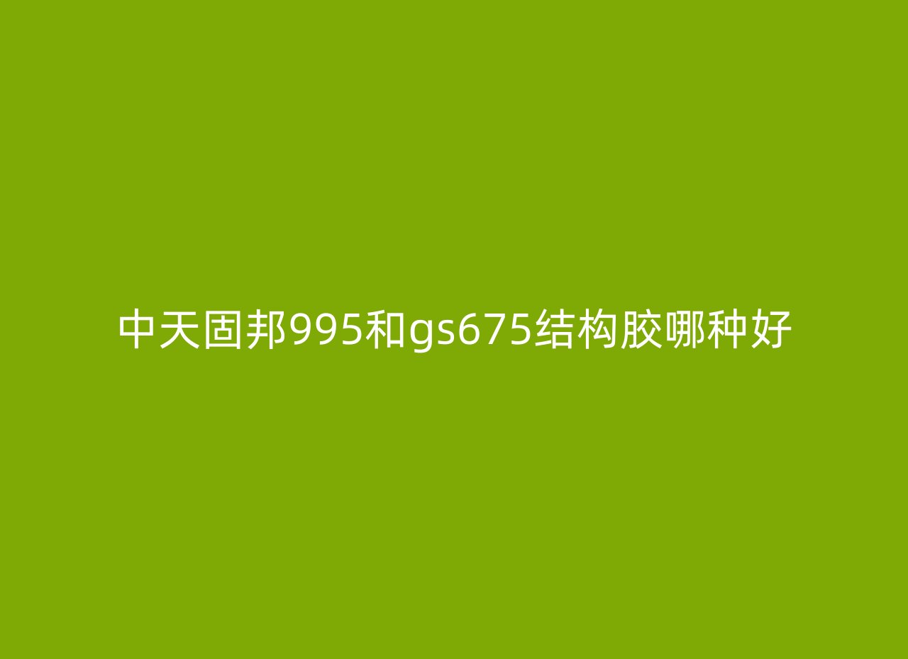 中天固邦995和gs675结构胶哪种好